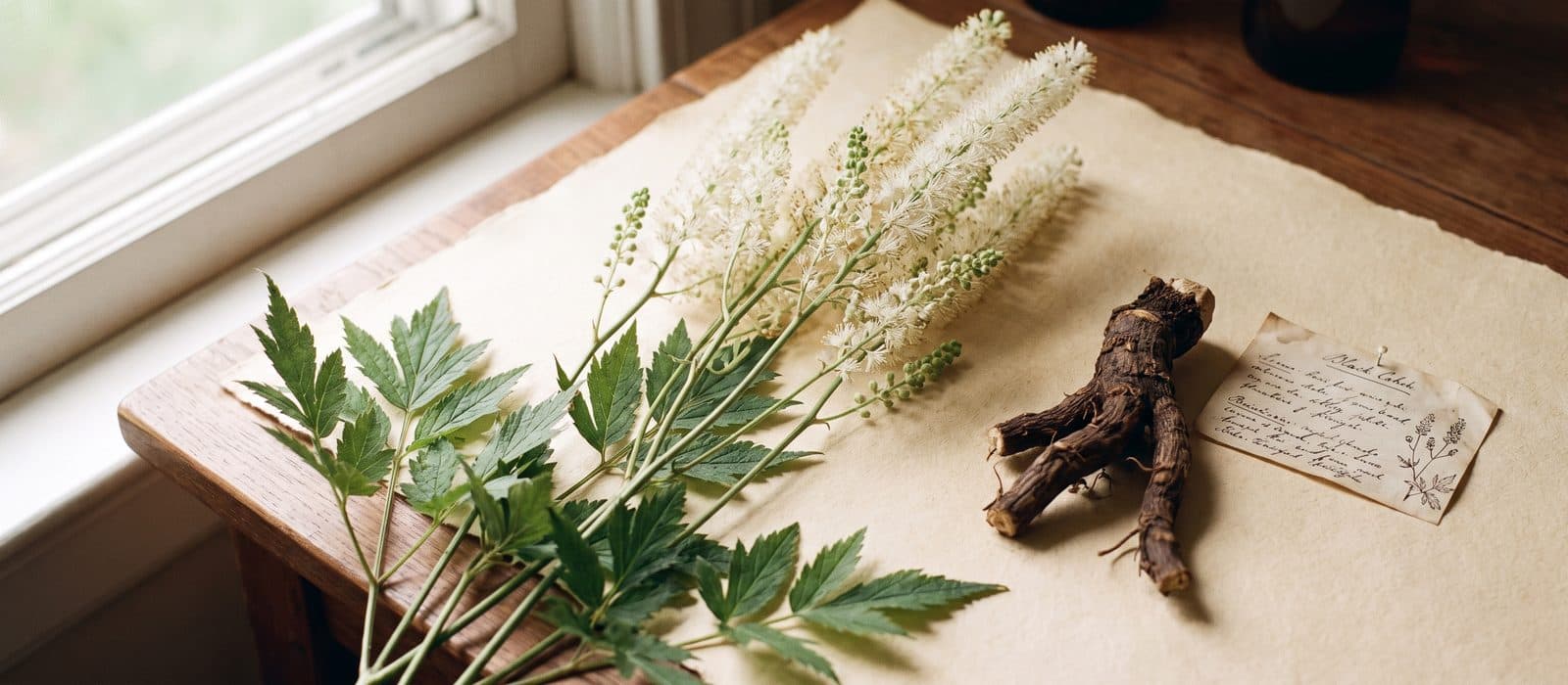 Tall spires of black cohosh with small white flowers